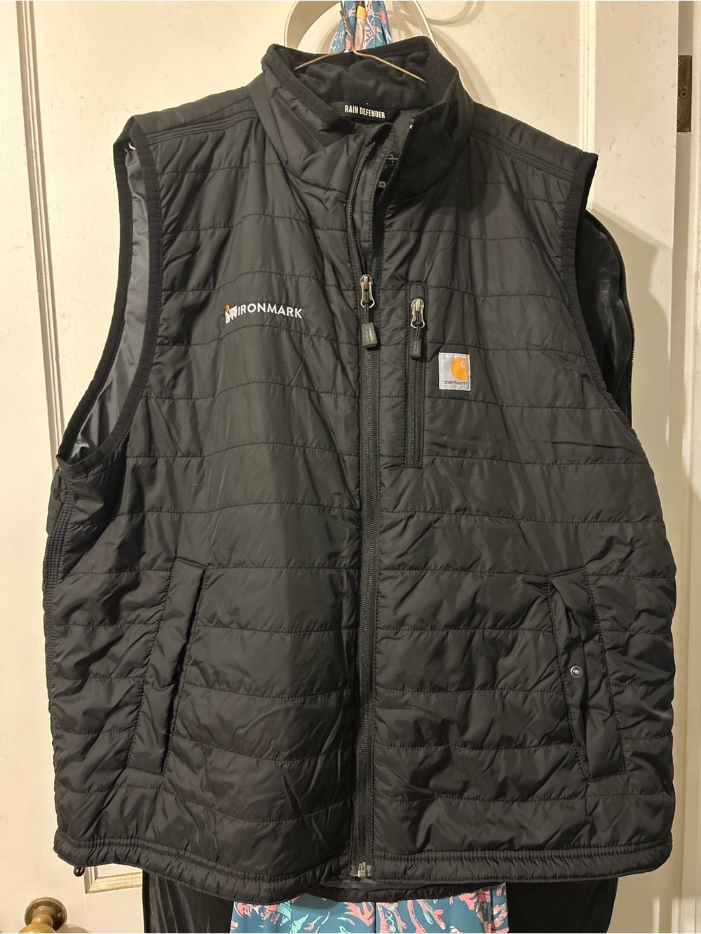 Carhartt Men's Black Quilted Insulated Vest with Ironmark Logo